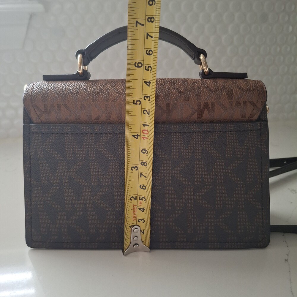 Michael Kors Grace Medium Envelope MK Signature Monogram Top Handle Crossbody - Picture 11 of 14